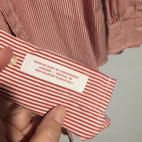Brooks Brothers mens red/white striped button-down - Picture 4 of 5